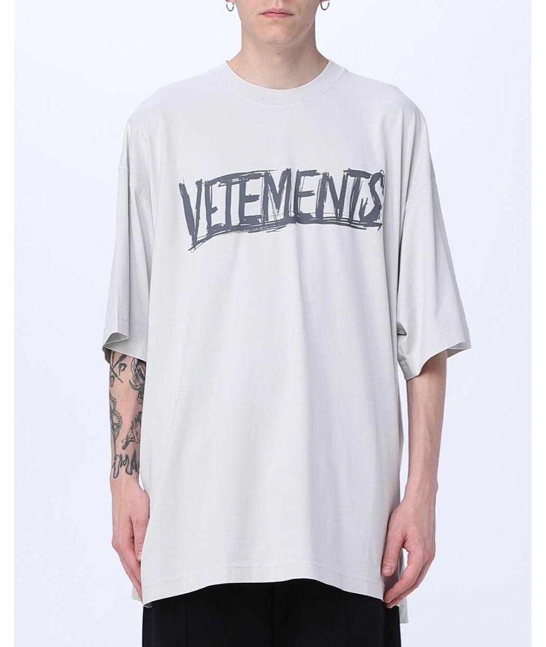 VETEMENTS Серая хлопковая футболка, фото 5