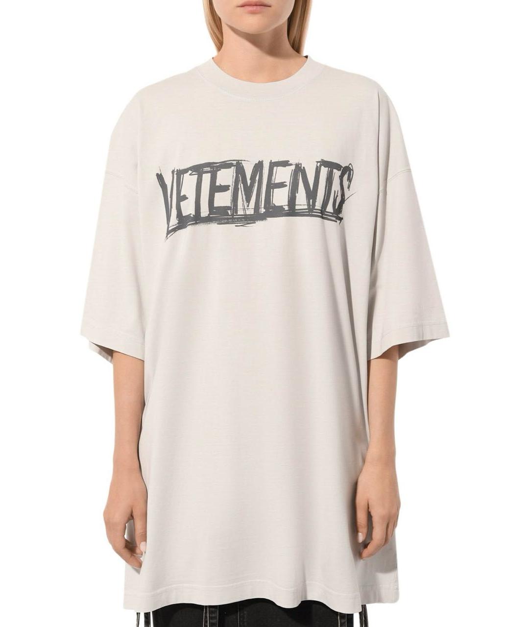 VETEMENTS Серая хлопковая футболка, фото 4