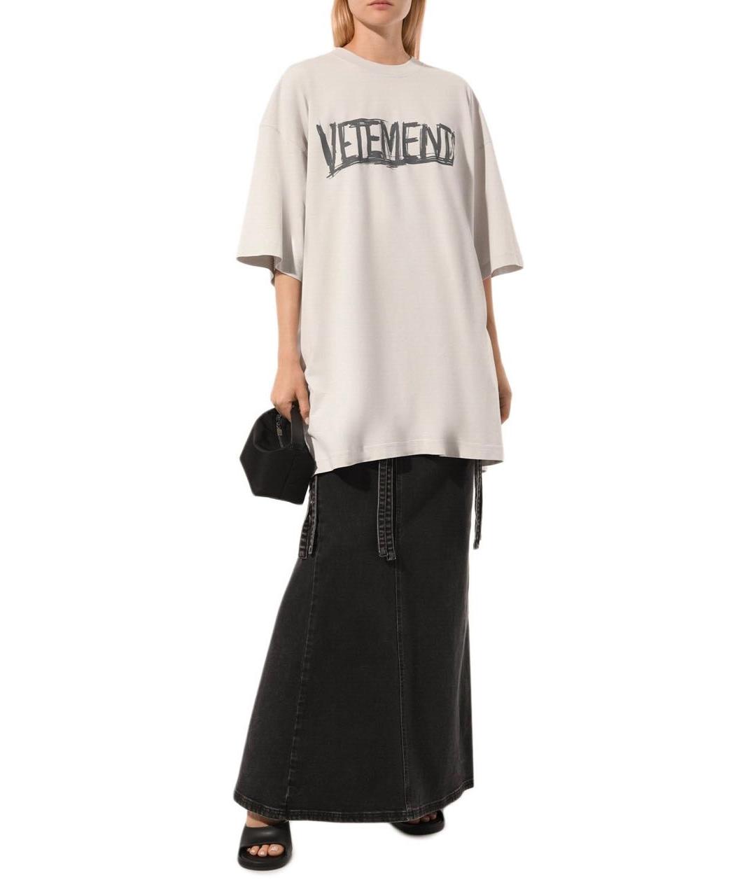 VETEMENTS Серая хлопковая футболка, фото 6