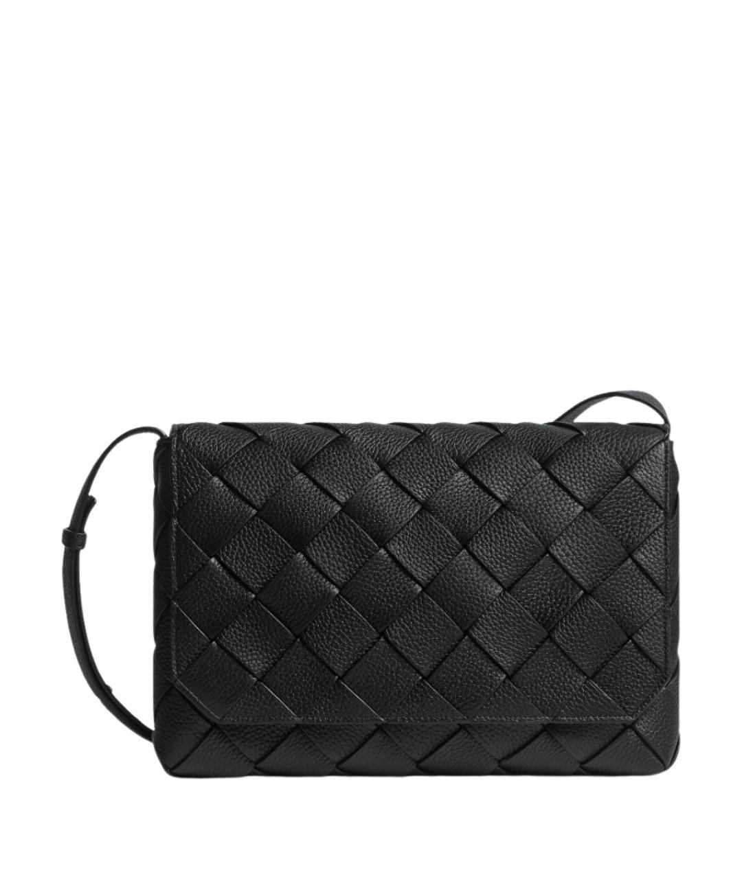 BOTTEGA VENETA Черная кожаная сумка на плечо, фото 1