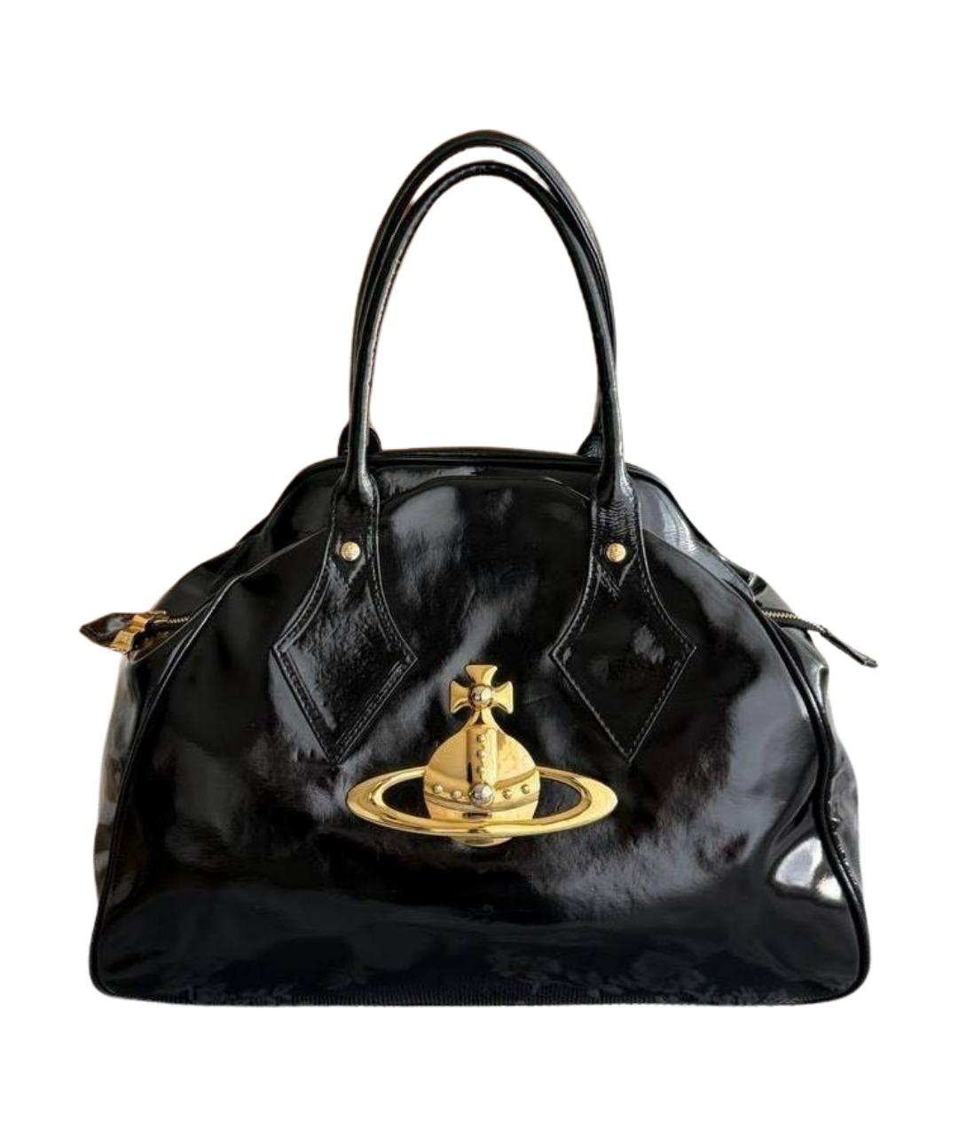 VIVIENNE WESTWOOD Черная сумка с короткими ручками из лакированной кожи, фото 1