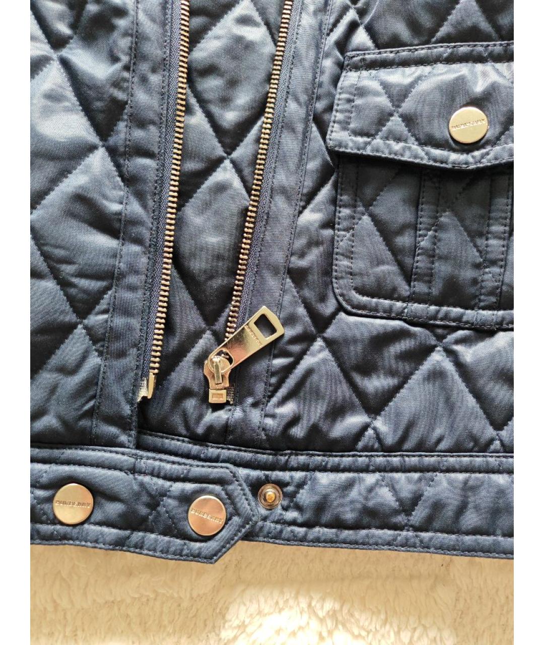 BURBERRY Темно-синяя полиэстеровая куртка, фото 4