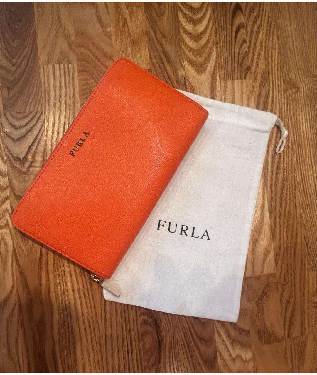 FURLA Оранжевый кожаный кошелек, фото 2
