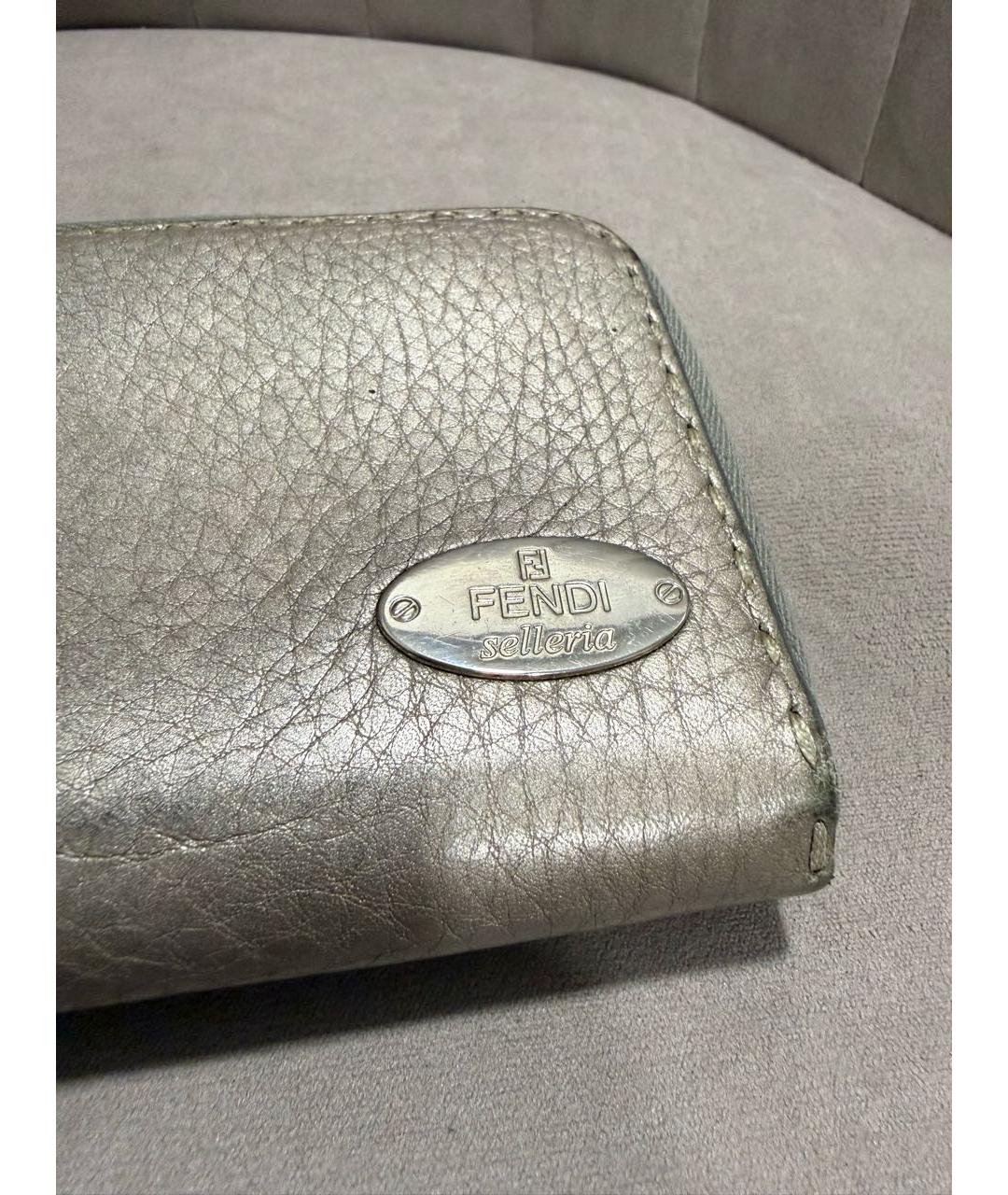FENDI Серебряный кожаный кошелек, фото 2