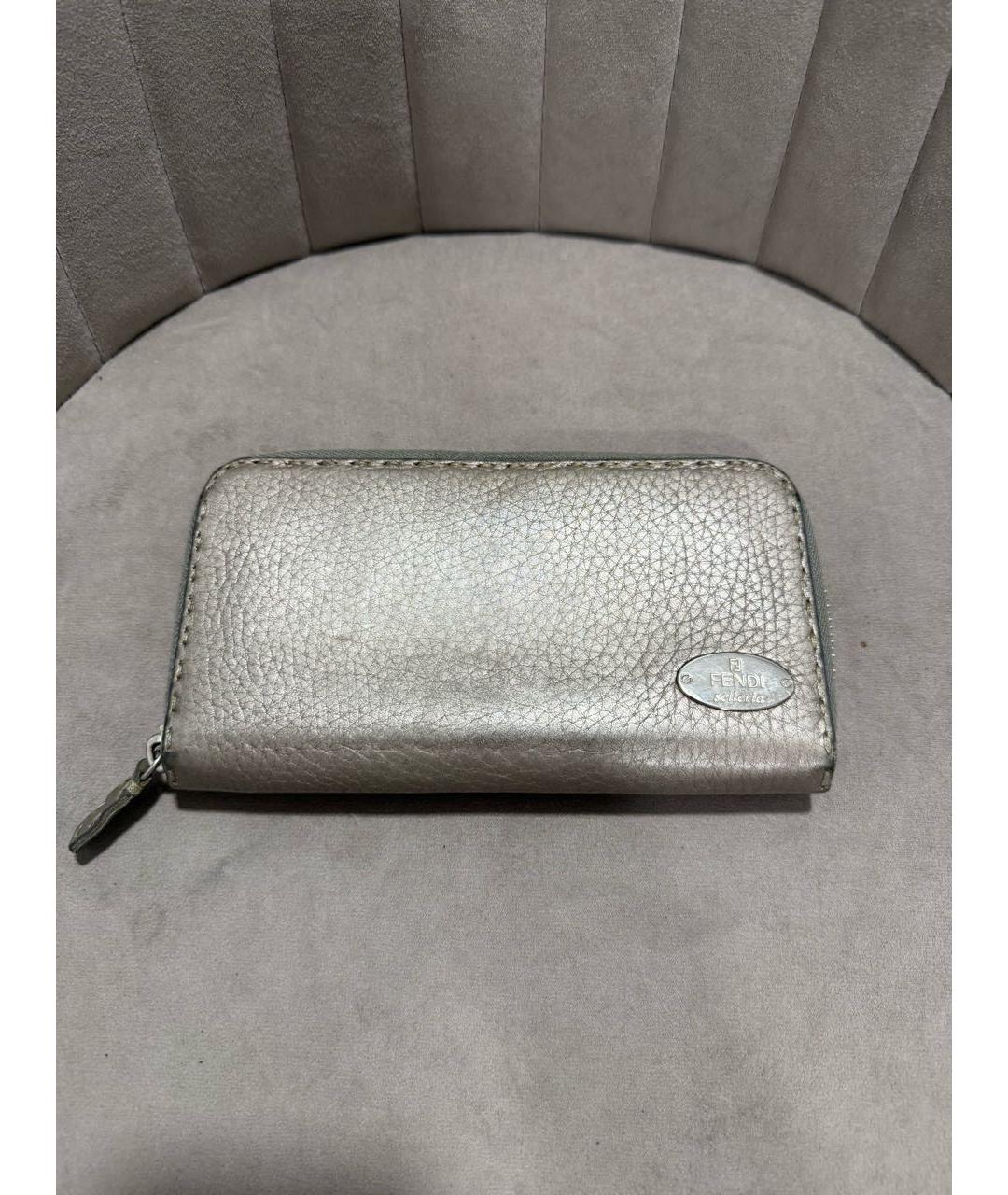 FENDI Серебряный кожаный кошелек, фото 9