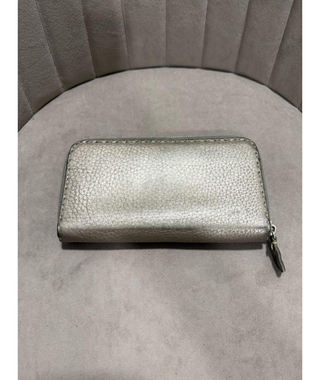 FENDI Серебряный кожаный кошелек, фото 6