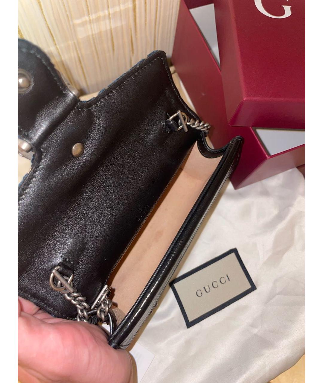 GUCCI Темно-синяя бархатная сумка через плечо, фото 4