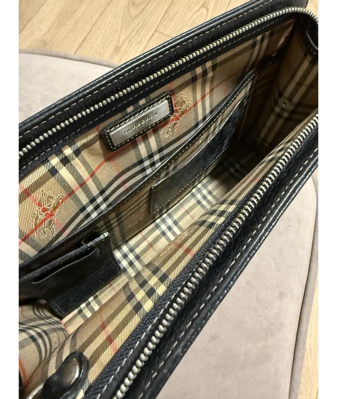 BURBERRY Черная кожаная барсетка, фото 7