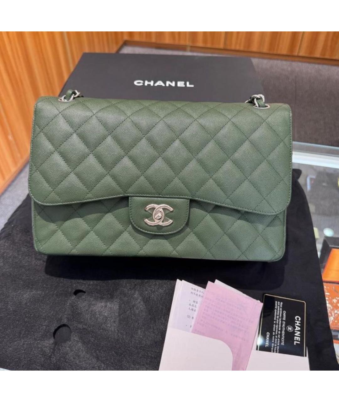 CHANEL Хаки кожаная сумка через плечо, фото 8