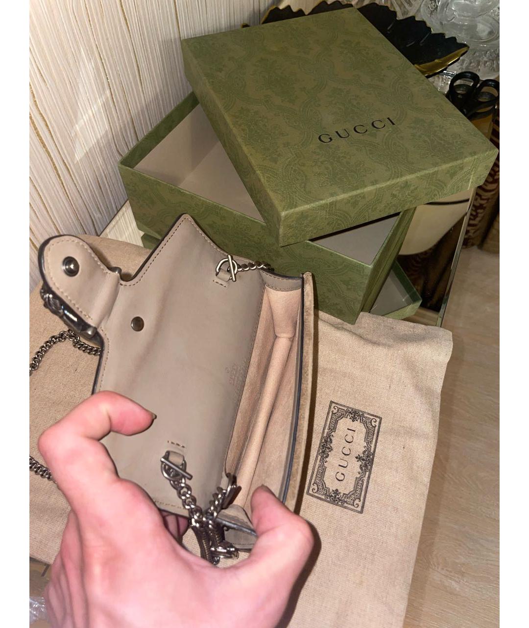 GUCCI Бежевая сумка через плечо из канвы, фото 4