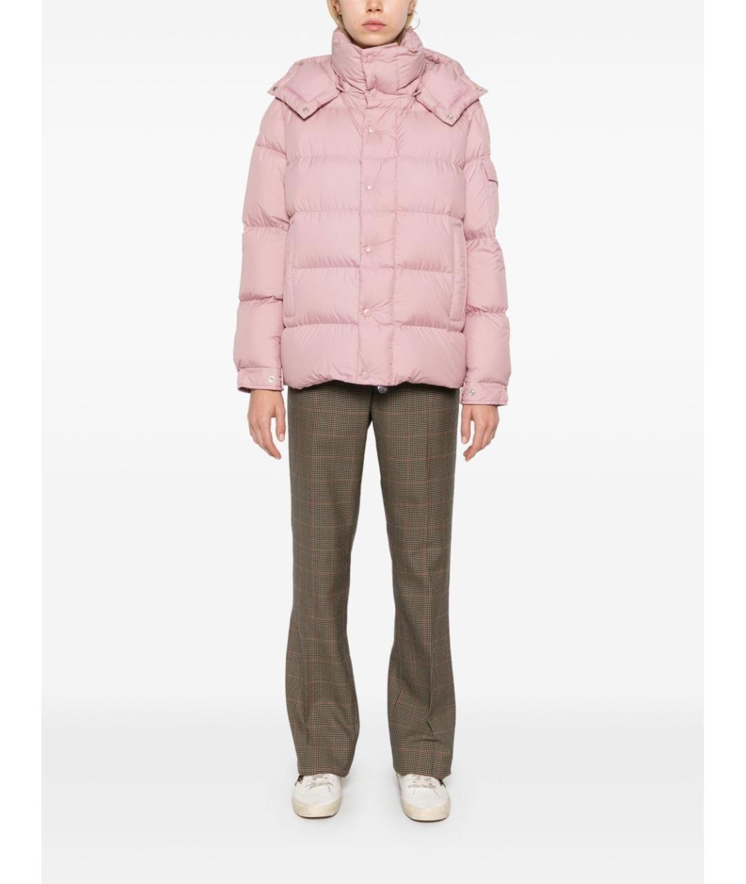 MONCLER Розовый полиэстеровый пуховик, фото 4