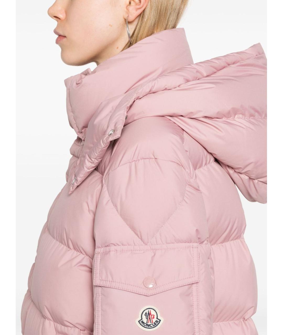 MONCLER Розовый полиэстеровый пуховик, фото 2
