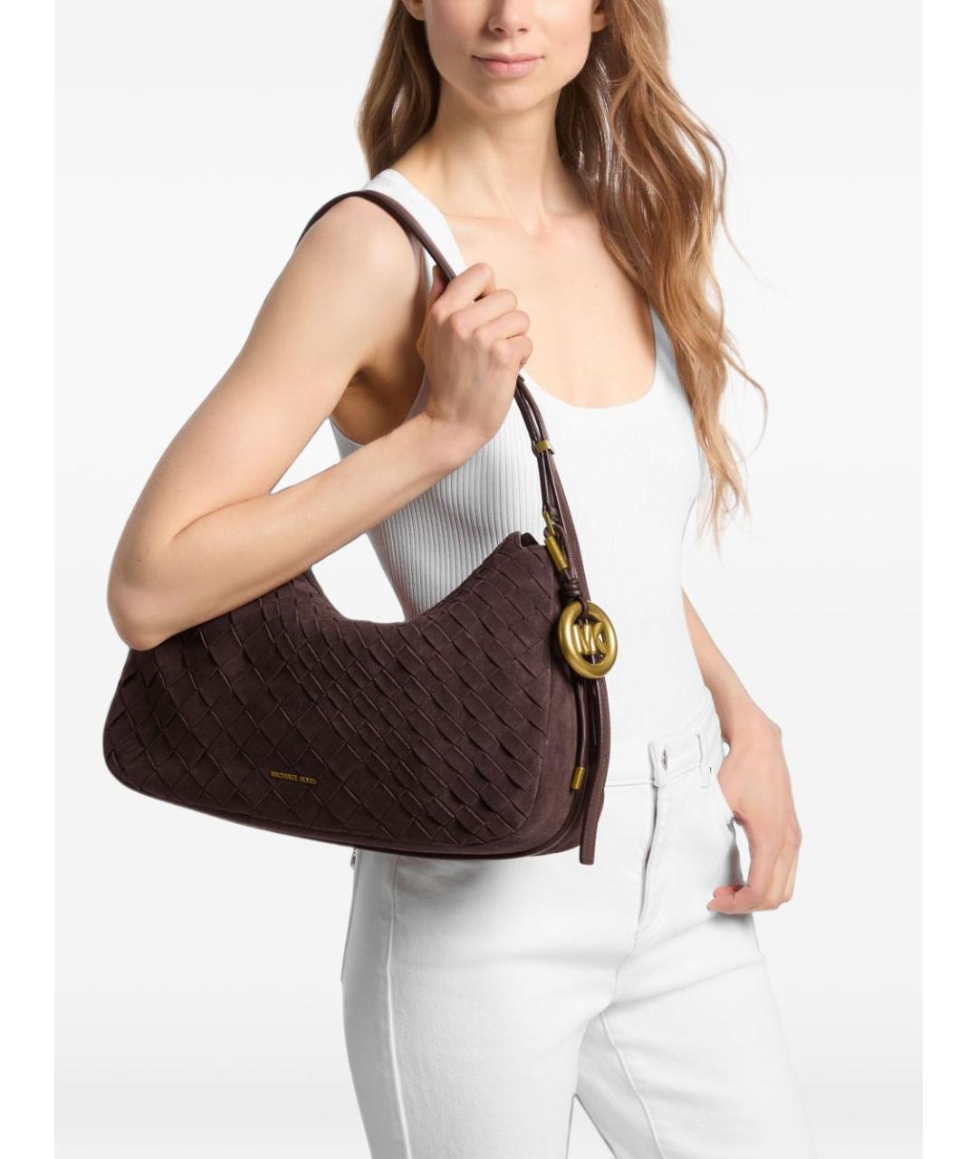 MICHAEL KORS Коричневая кожаная сумка через плечо, фото 4