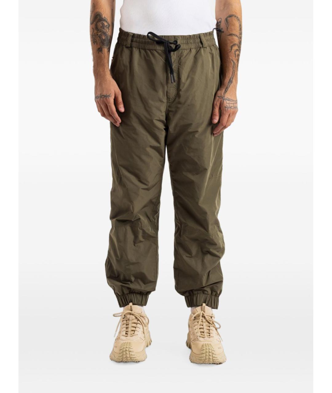 MONCLER GRENOBLE Зеленые полиэстеровые повседневные брюки, фото 5