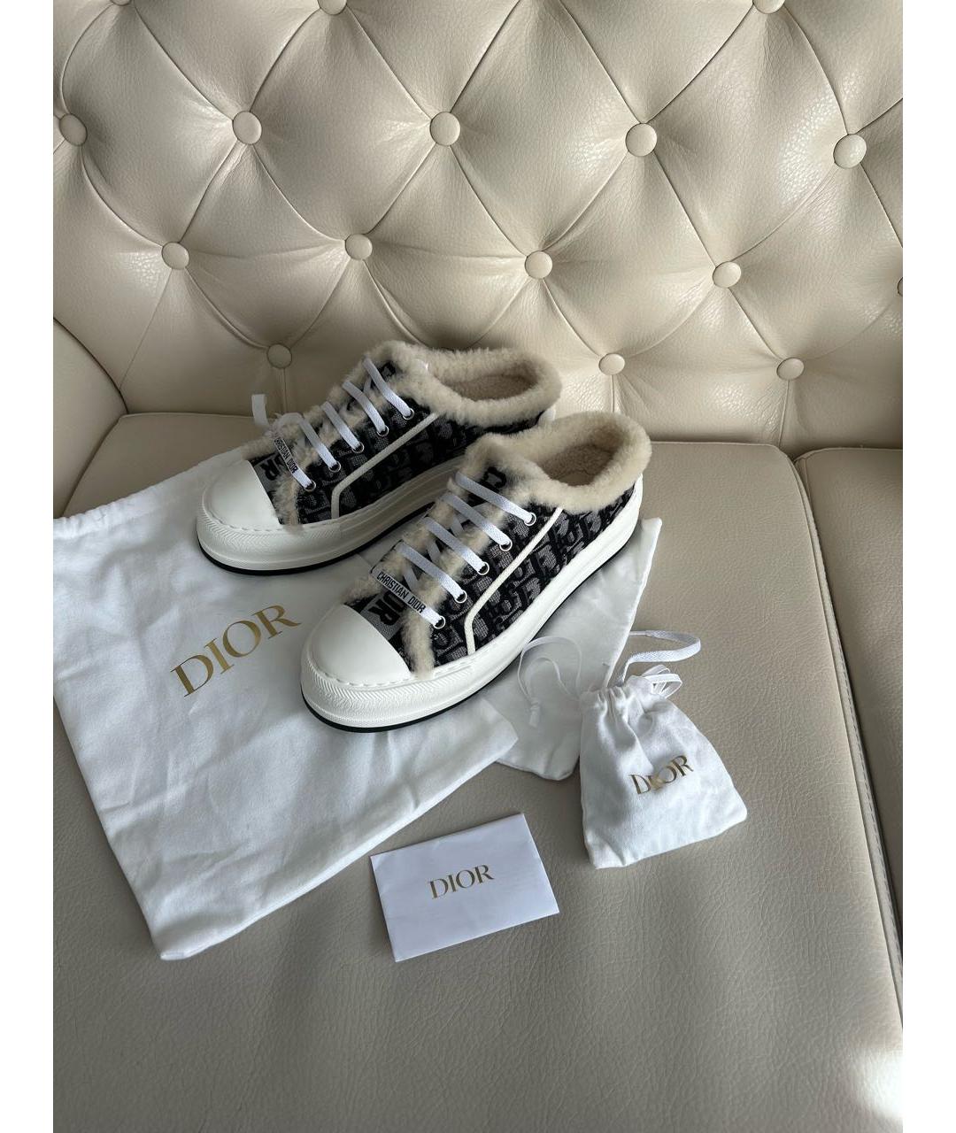 CHRISTIAN DIOR Серые текстильные мюли, фото 8