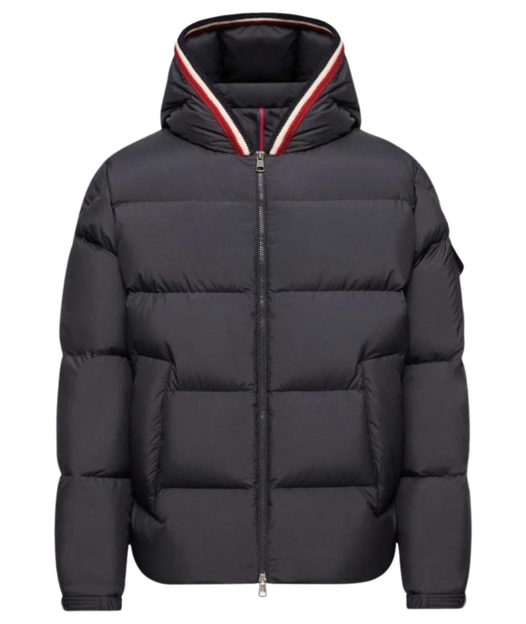 MONCLER Темно-синий полиэстеровый пуховик, фото 1