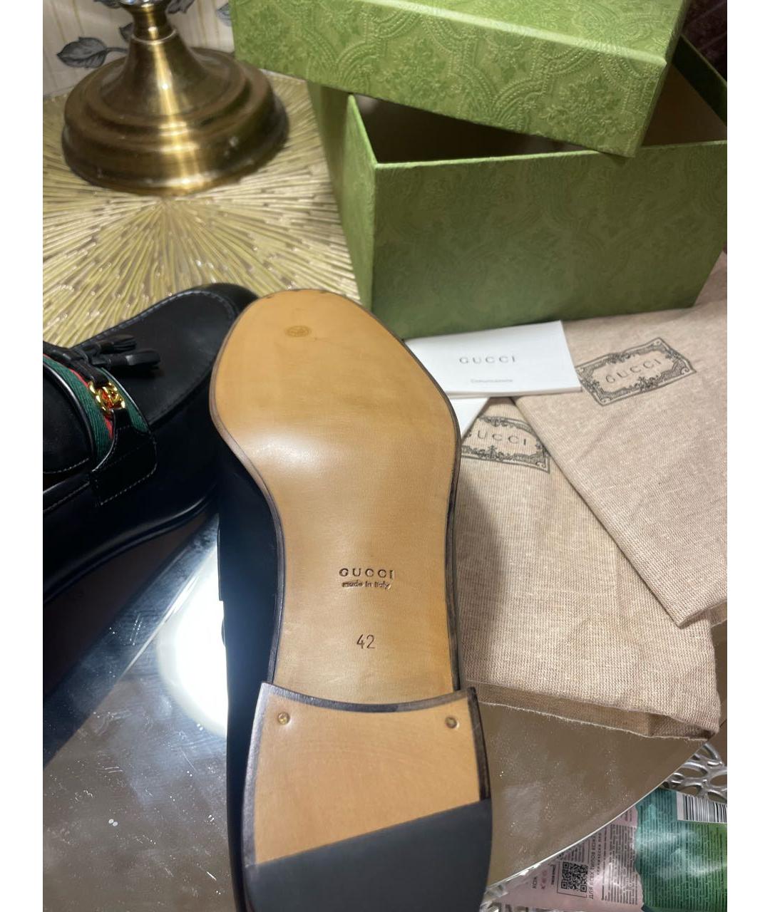 GUCCI Черные кожаные лоферы, фото 7