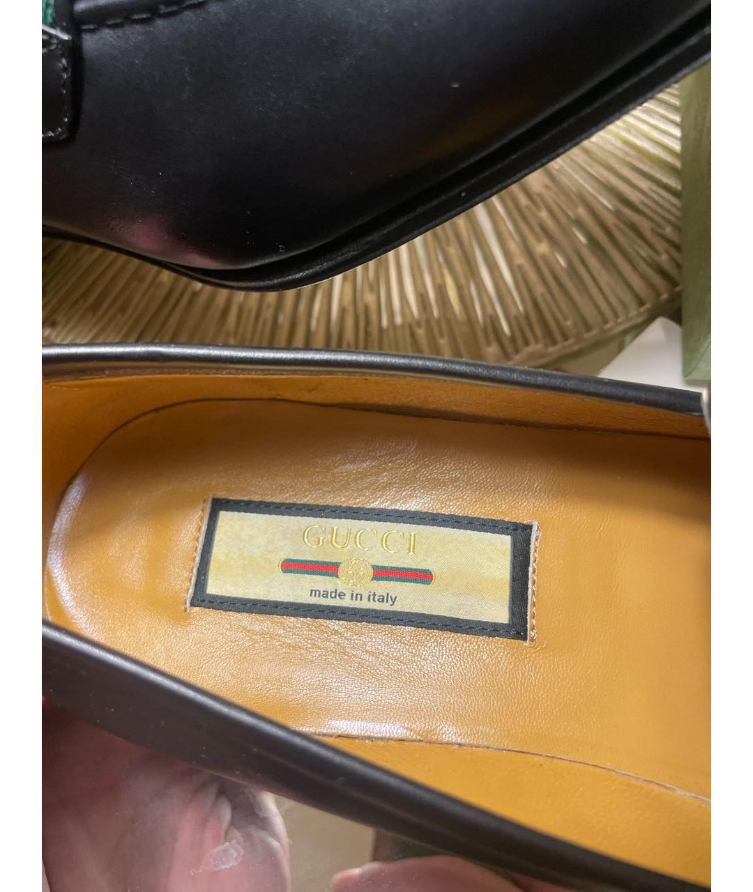 GUCCI Черные кожаные лоферы, фото 5