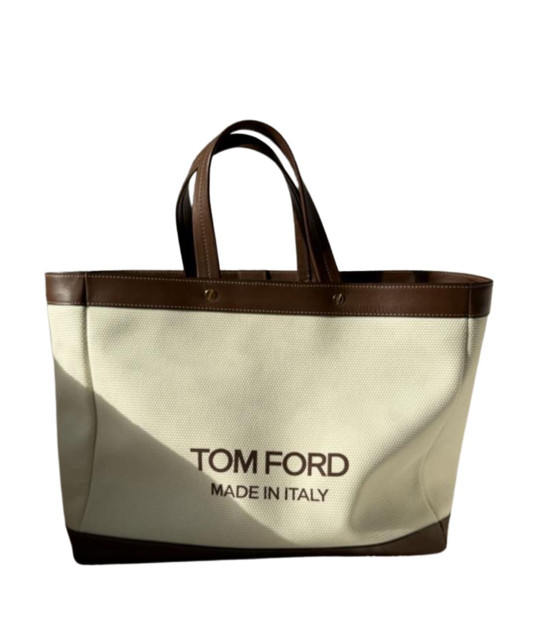 TOM FORD Бежевая пляжная сумка из канвы, фото 1