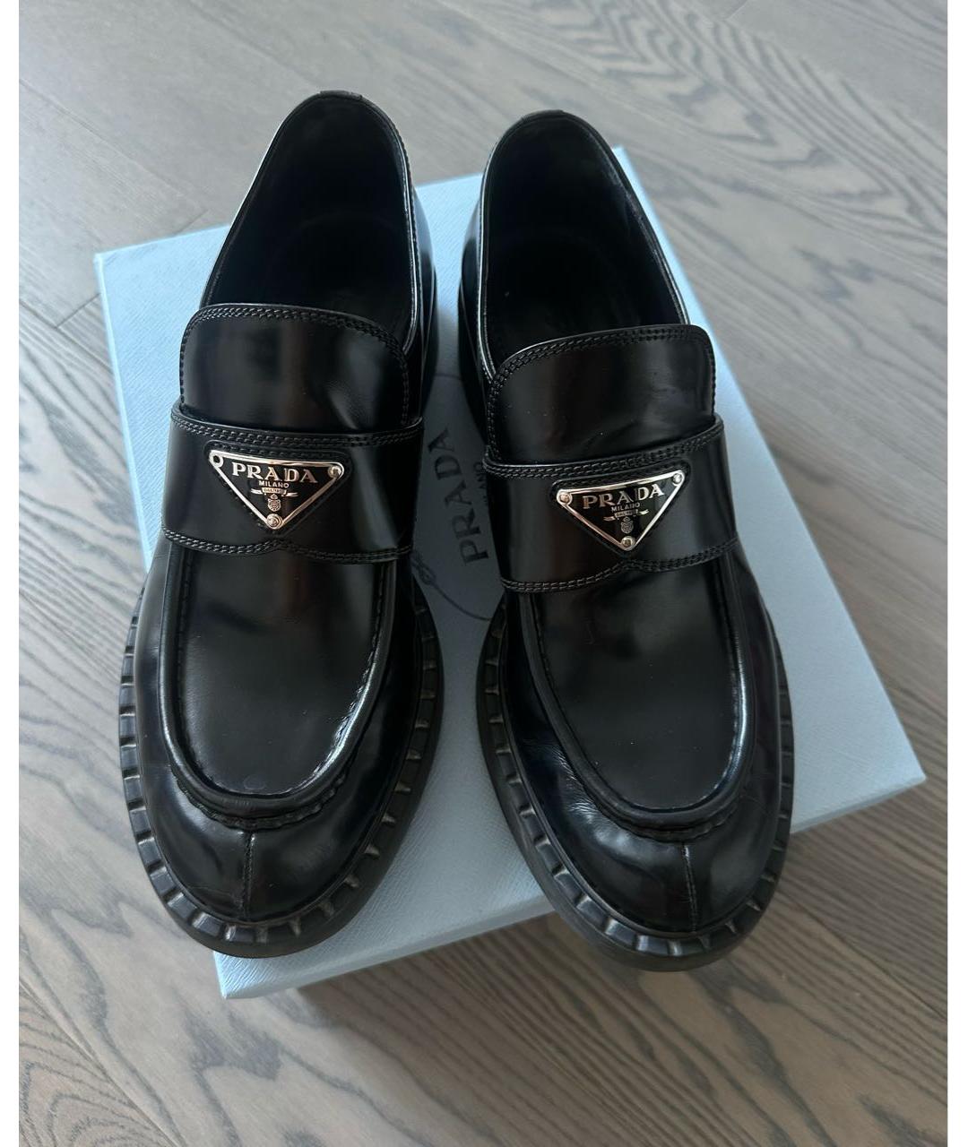 PRADA Черные кожаные лоферы, фото 3
