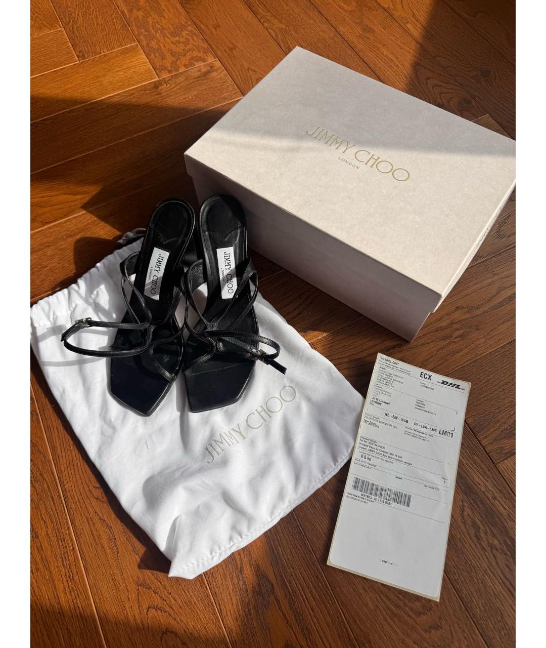 JIMMY CHOO Черные кожаные босоножки, фото 6