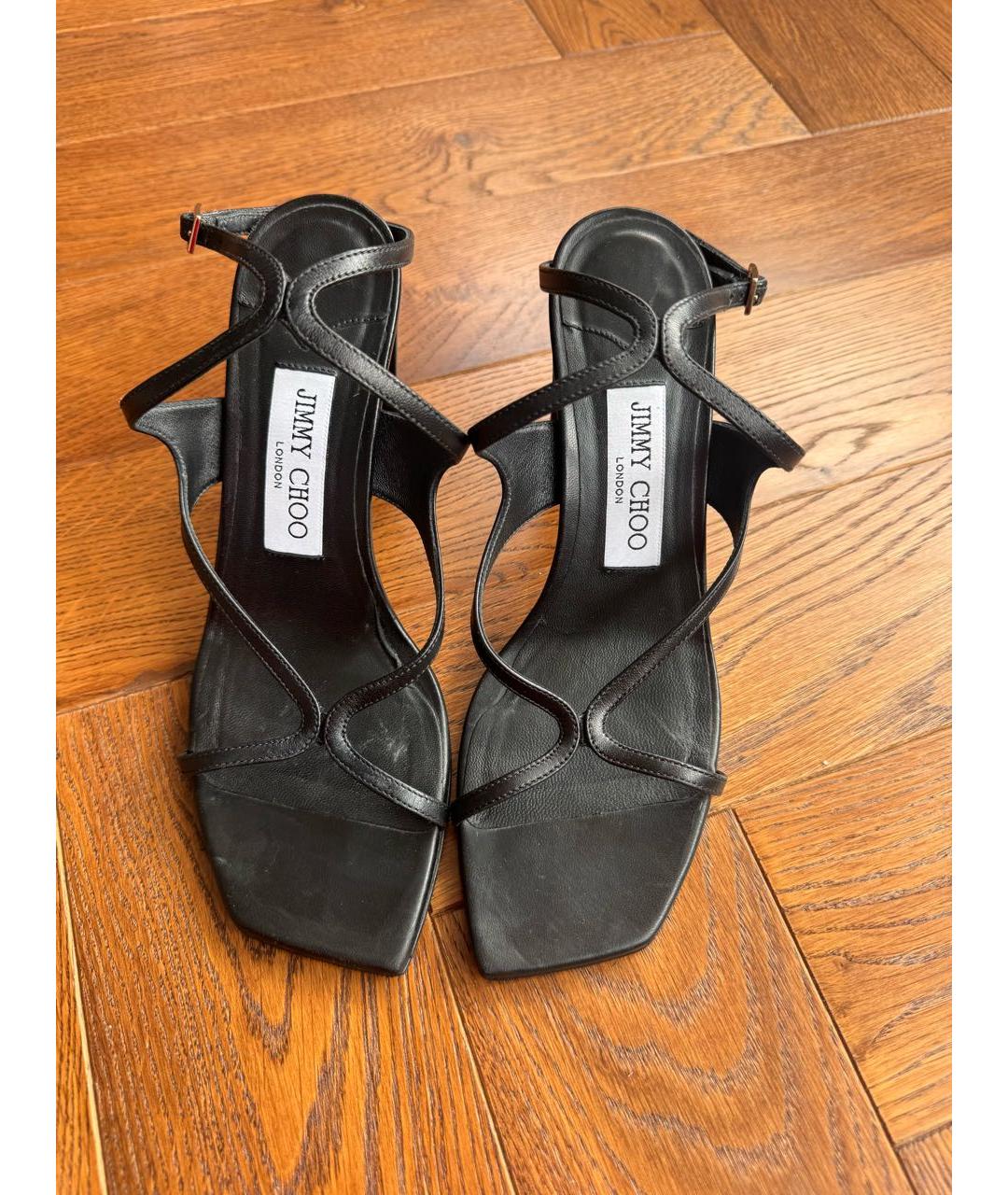 JIMMY CHOO Черные кожаные босоножки, фото 3