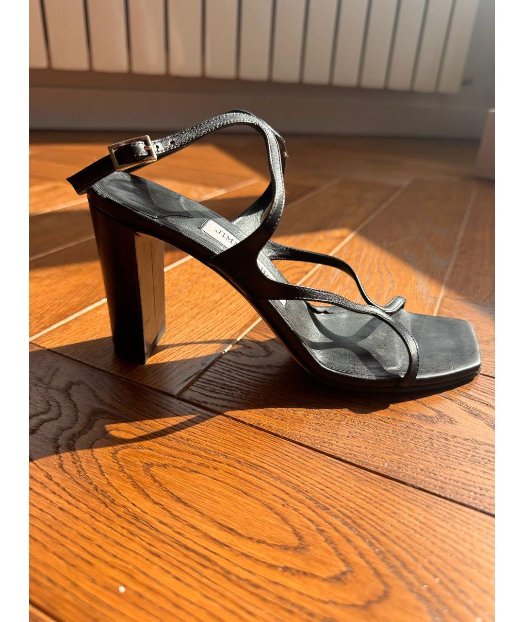 JIMMY CHOO Черные кожаные босоножки, фото 9