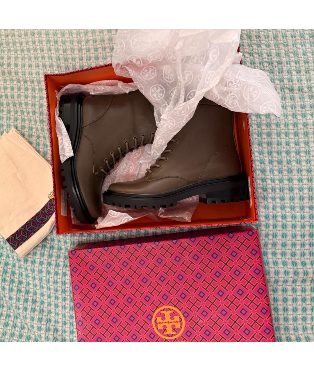 TORY BURCH Коричневые кожаные ботинки, фото 3