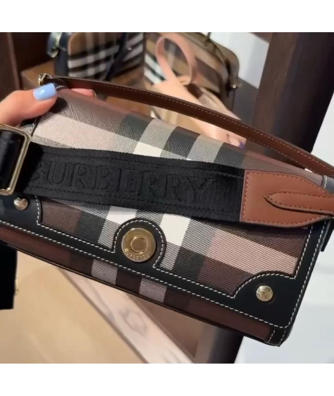 BURBERRY Коричневая сумка через плечо из канвы, фото 4
