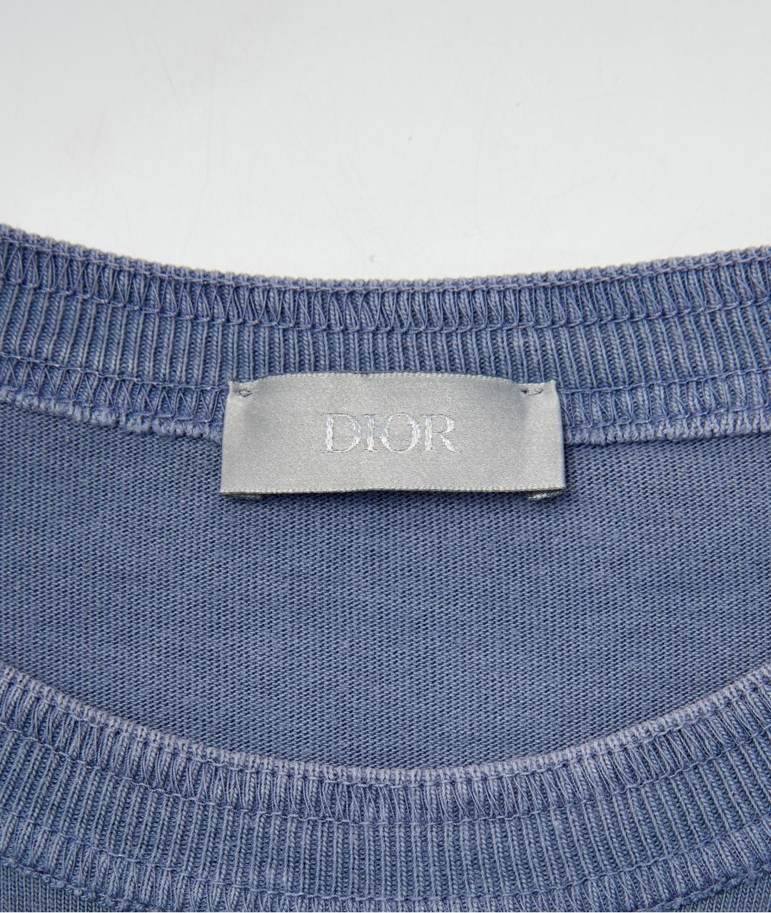 CHRISTIAN DIOR Синяя хлопковая футболка, фото 3