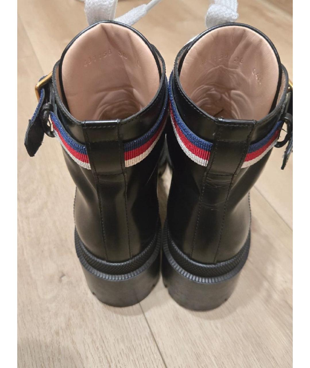 GUCCI Черные кожаные ботинки, фото 5