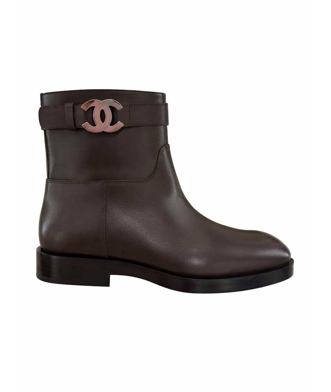 CHANEL Коричневые кожаные полусапоги, фото 7