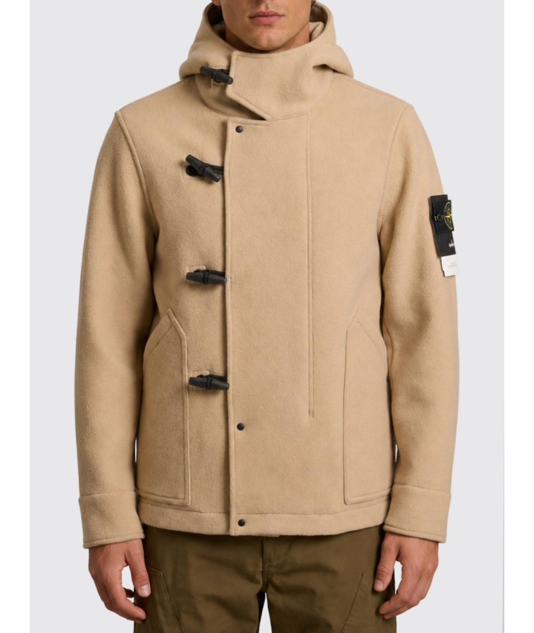 STONE ISLAND Бежевое шерстяное пальто, фото 2