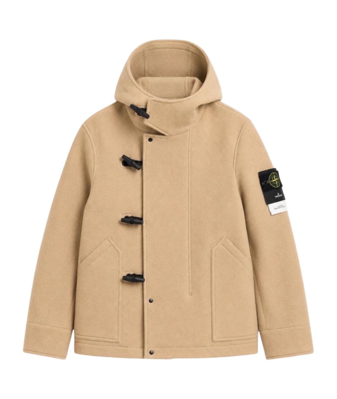 STONE ISLAND Бежевое шерстяное пальто, фото 1