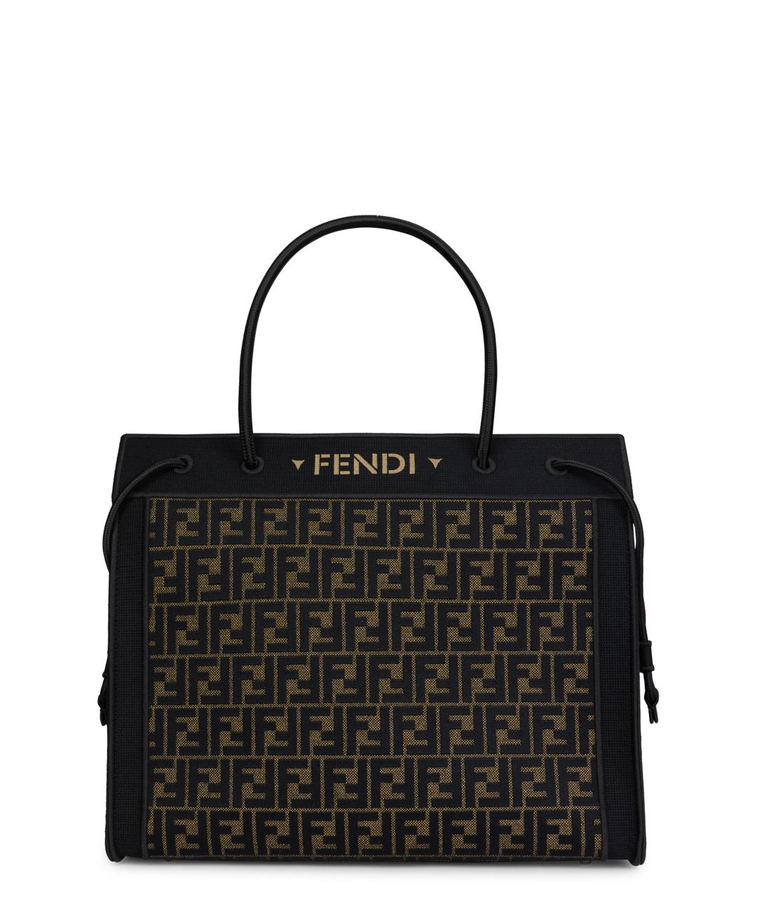 FENDI Коричневая хлопковая сумка тоут, фото 1