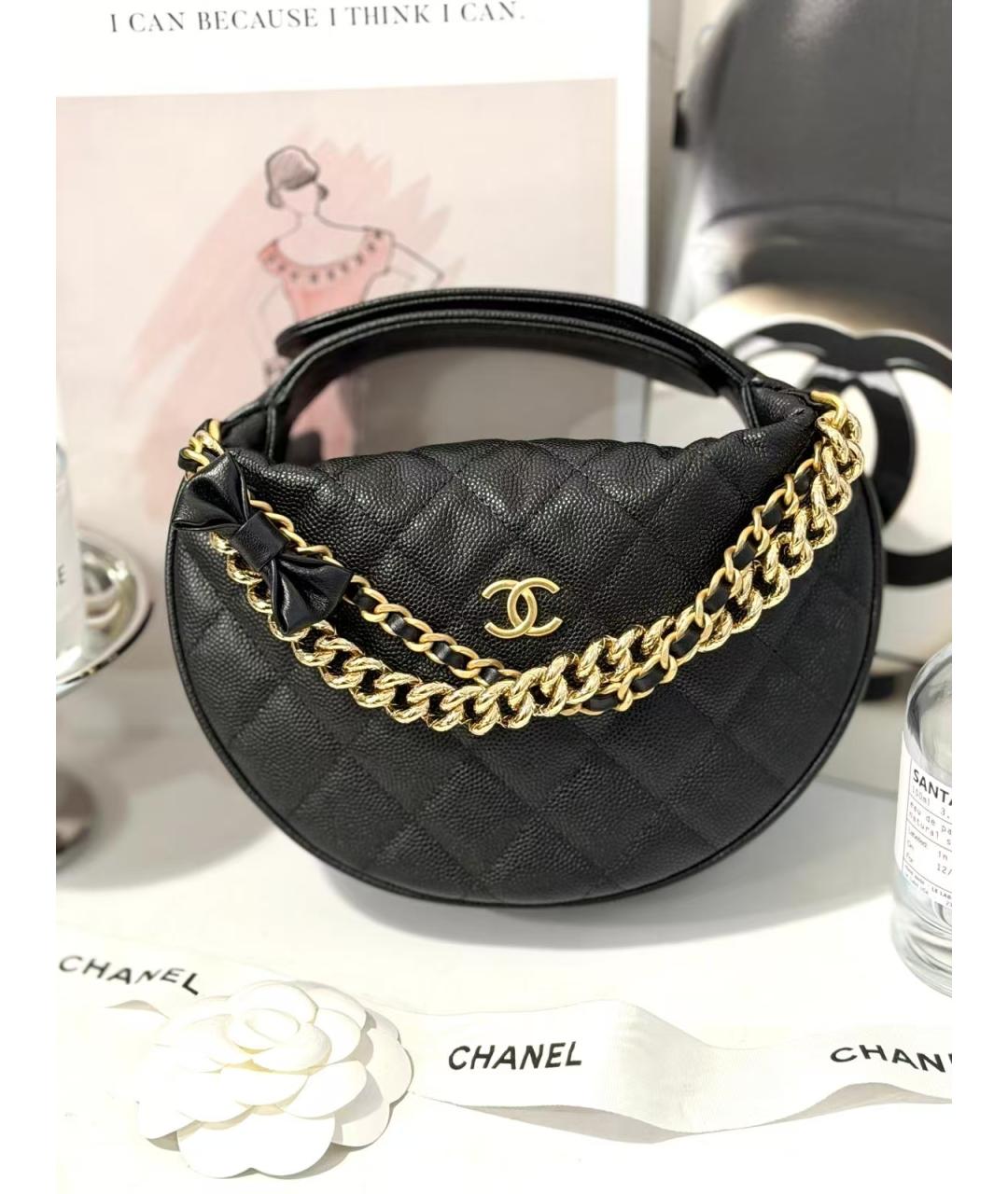 CHANEL Черная кожаная сумка с короткими ручками, фото 2