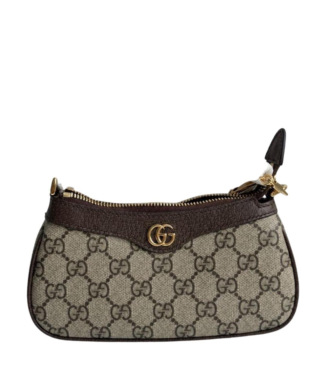 GUCCI Бежевая сумка с короткими ручками из канвы, фото 1