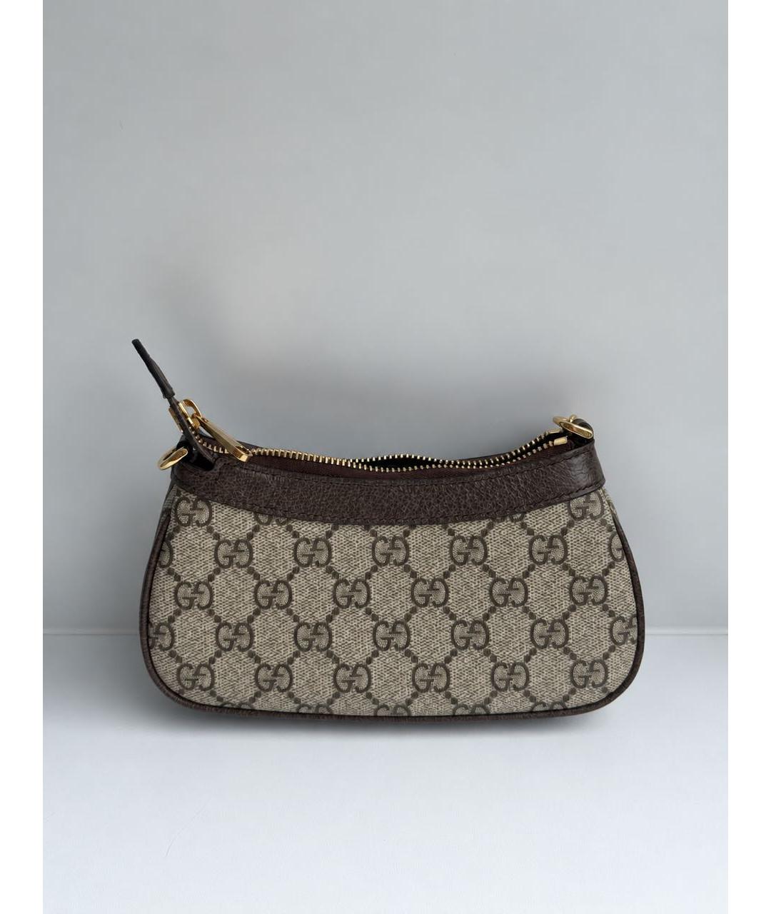 GUCCI Бежевая сумка с короткими ручками из канвы, фото 2