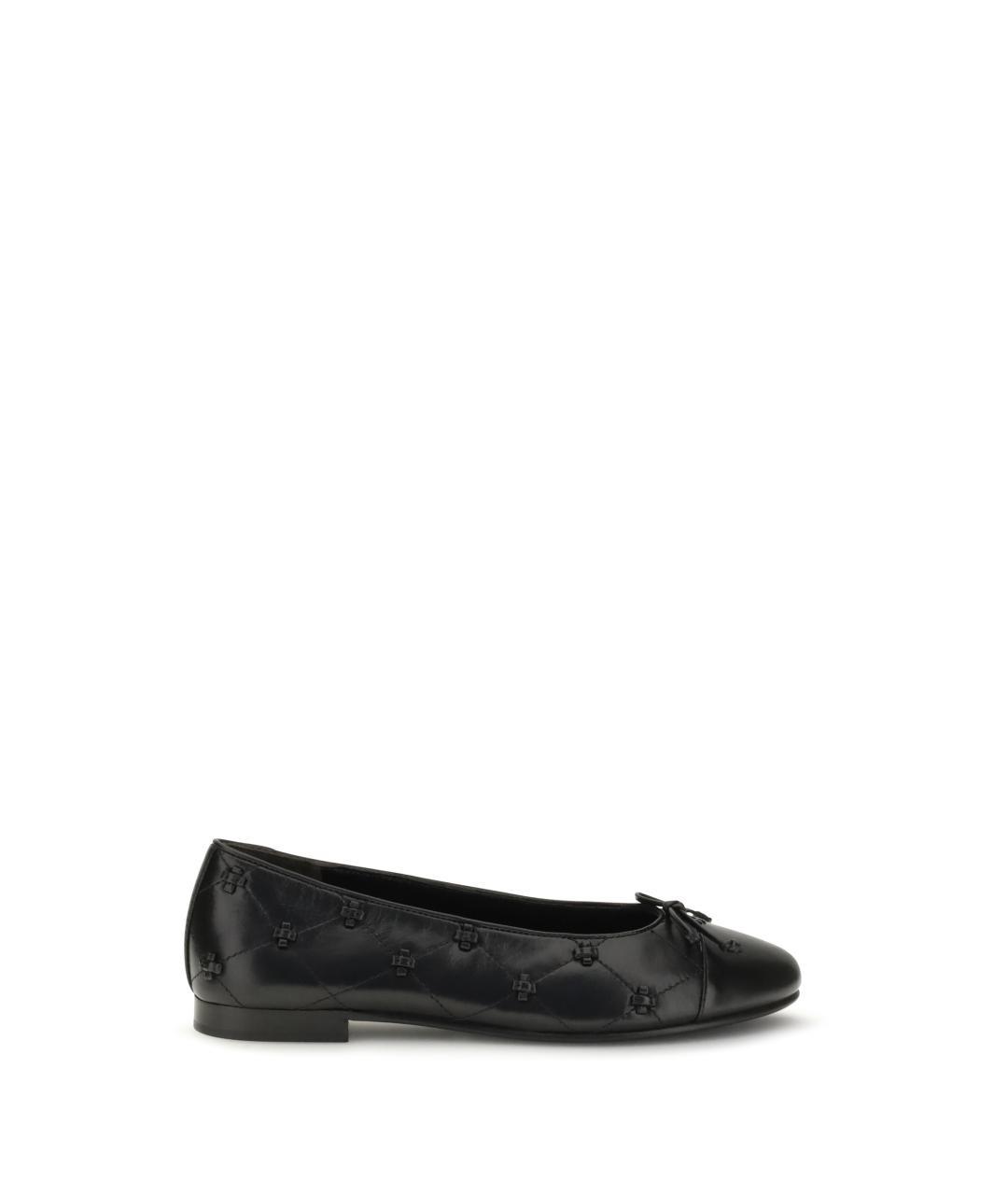 TORY BURCH Черные кожаные балетки, фото 1