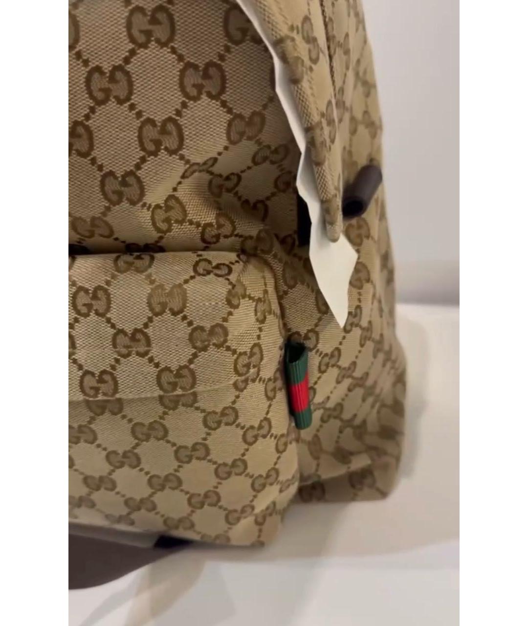 GUCCI Бежевый тканевый рюкзак, фото 4