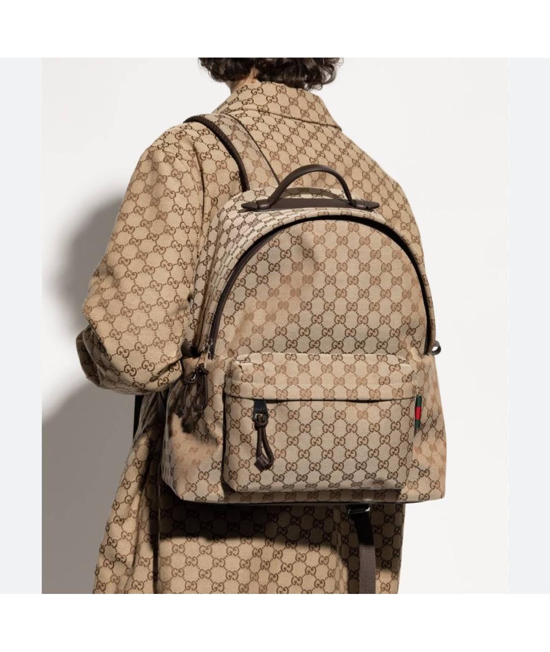 GUCCI Бежевый тканевый рюкзак, фото 2