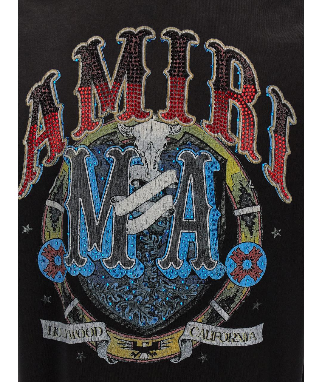 AMIRI Черная хлопковая футболка, фото 4