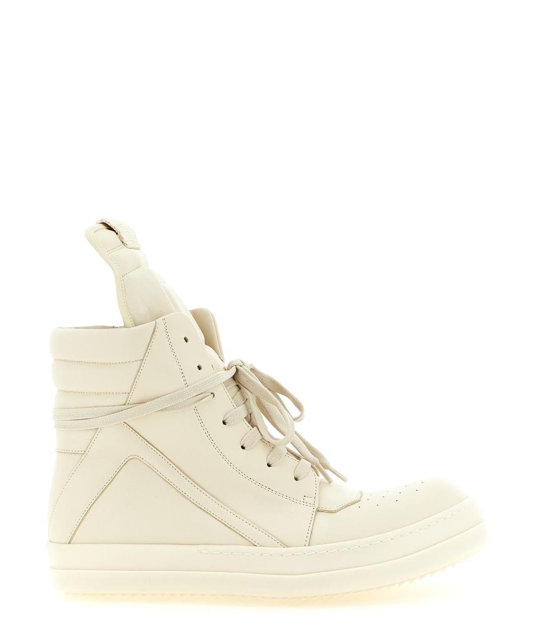 RICK OWENS Белые кожаные высокие кроссовки / кеды, фото 1