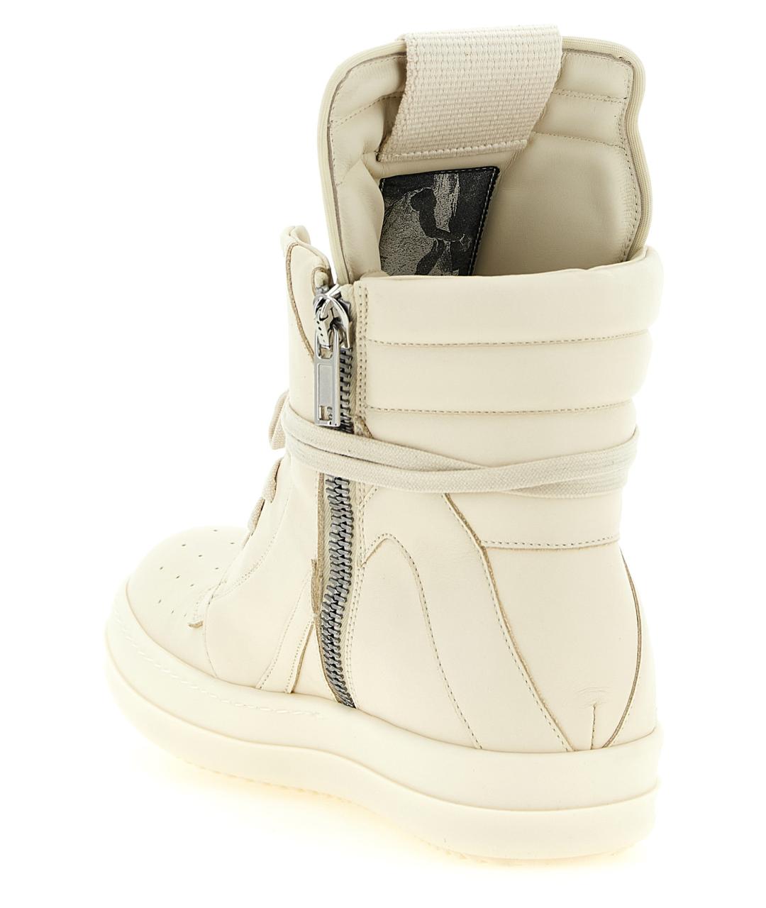 RICK OWENS Белые кожаные высокие кроссовки / кеды, фото 3