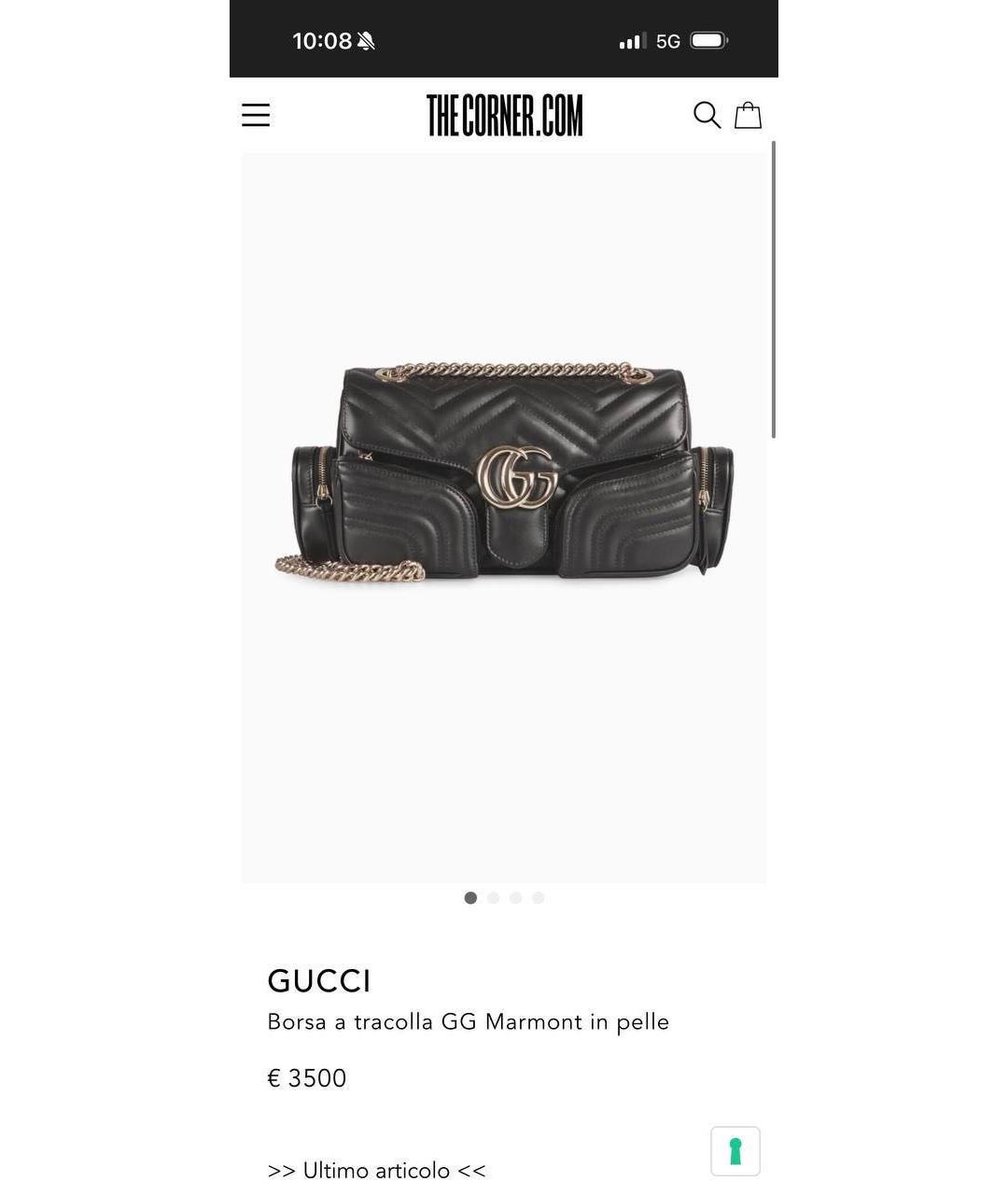 GUCCI Черная кожаная сумка через плечо, фото 2