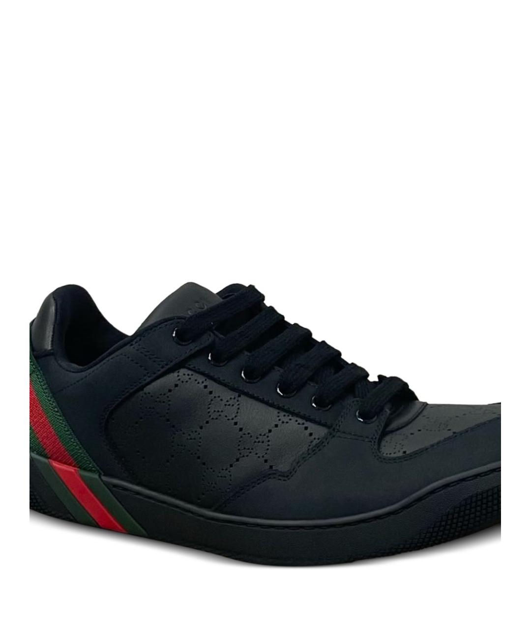 GUCCI Черные кожаные низкие кроссовки / кеды, фото 2