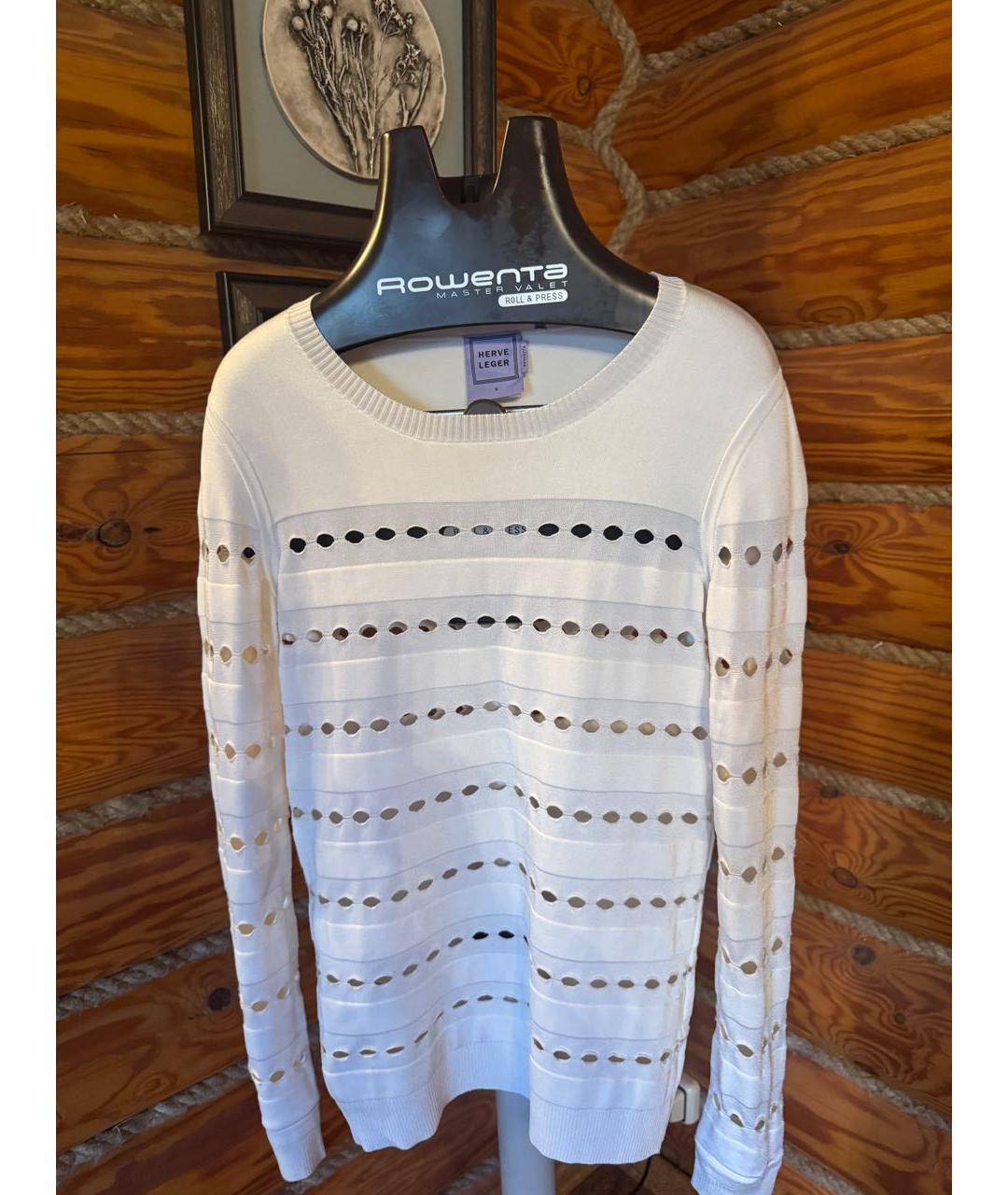 HERVE LEGER Белый синтетический джемпер / свитер, фото 7