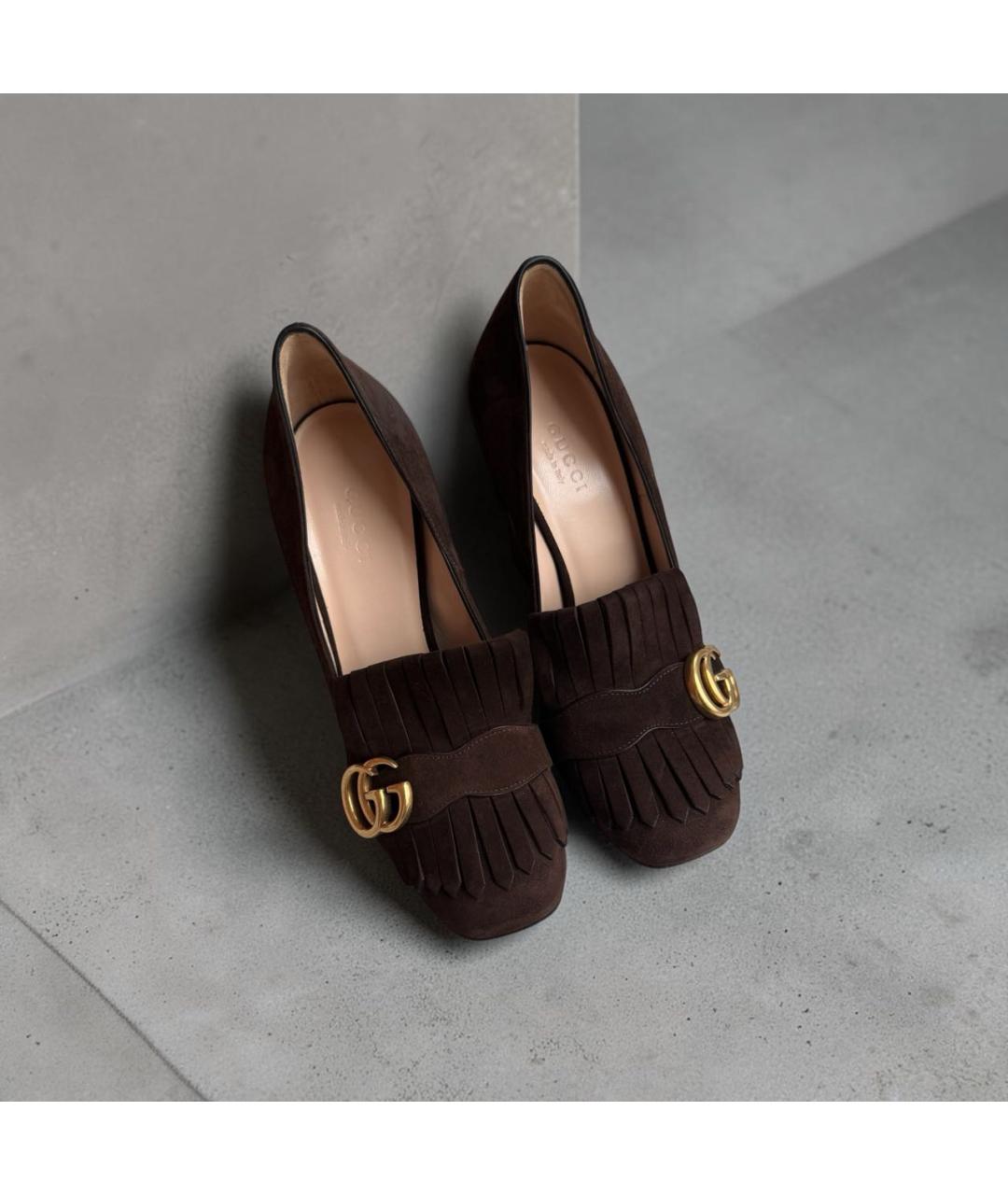 GUCCI Коричневые замшевые туфли, фото 2