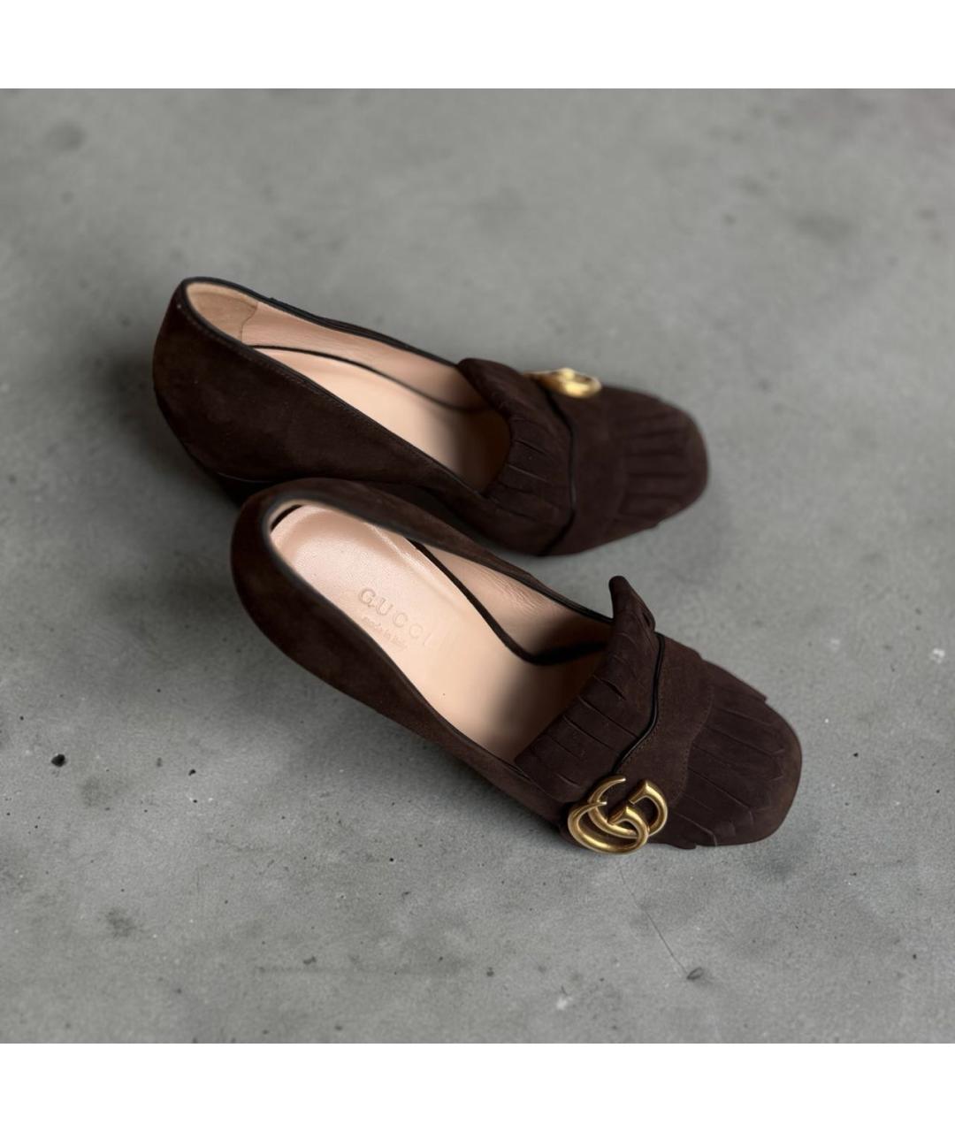 GUCCI Коричневые замшевые туфли, фото 3