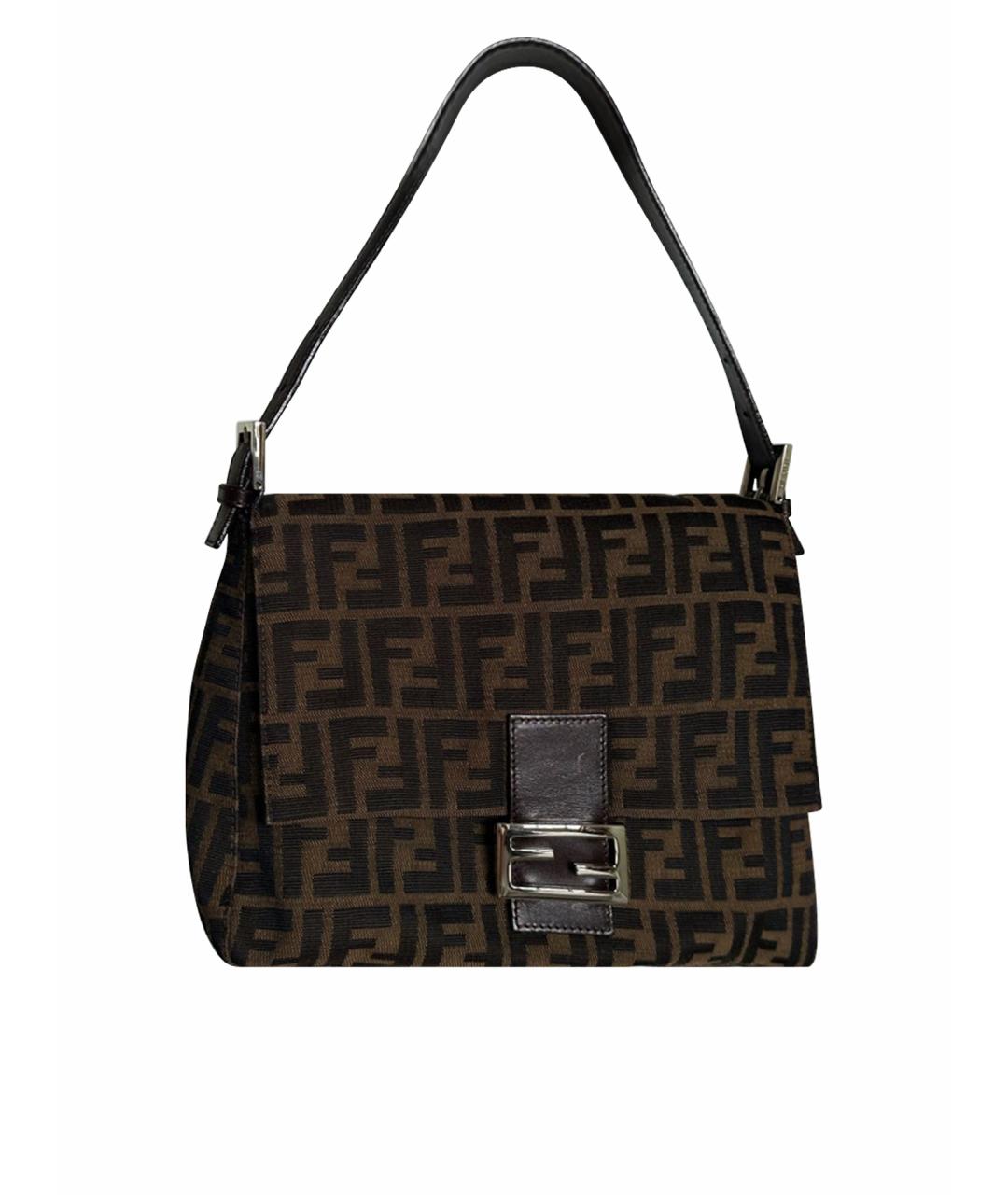 FENDI Коричневая тканевая сумка через плечо, фото 1